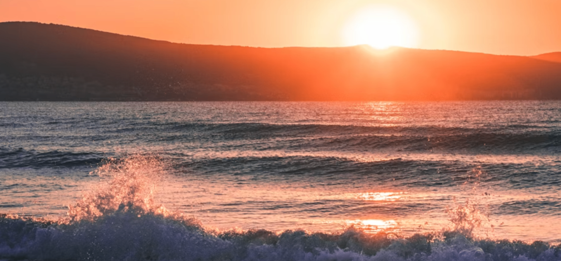 Sozopol Bulgaria sunset over Black Sea with waves