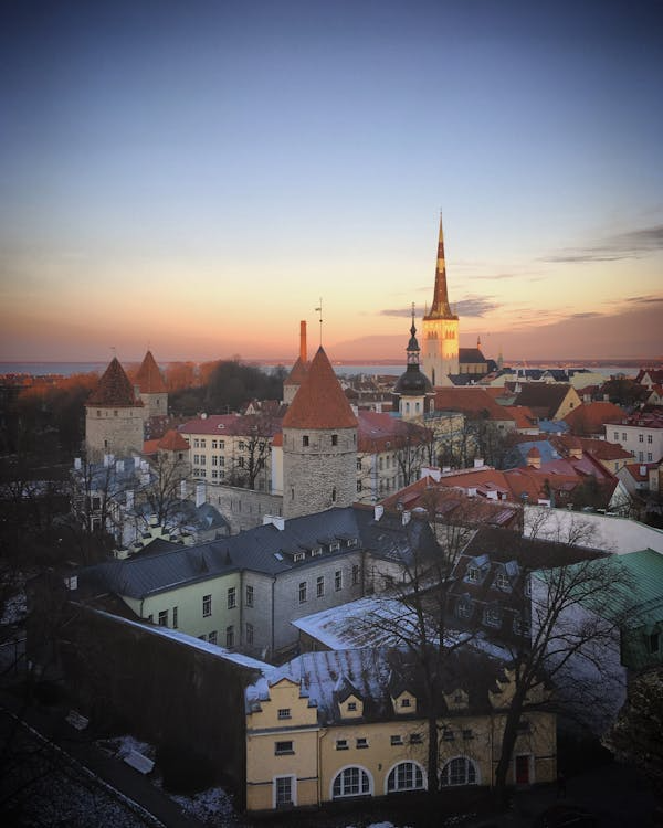Tallinn old town at sunset
